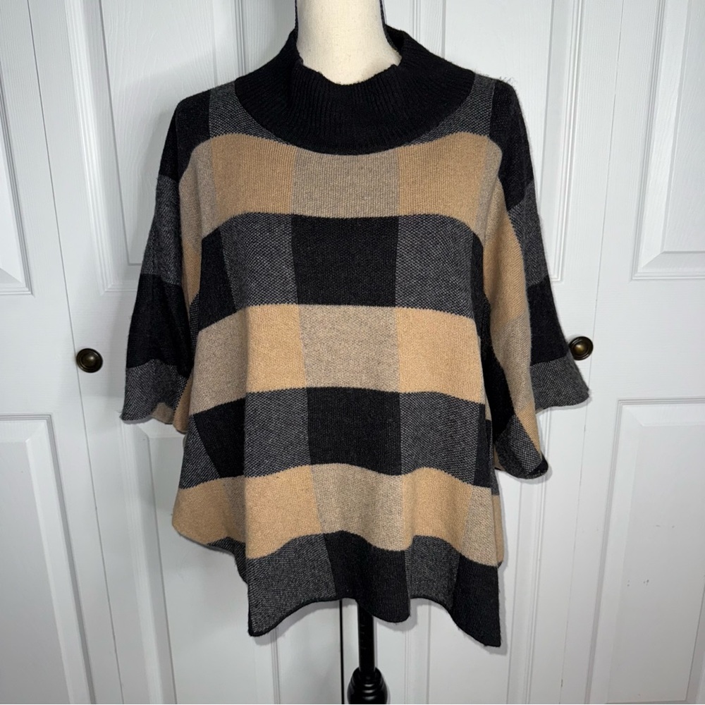 Merino Wool blend Women’s Note di Anita Black and Tan‎ Women's high neck sweater